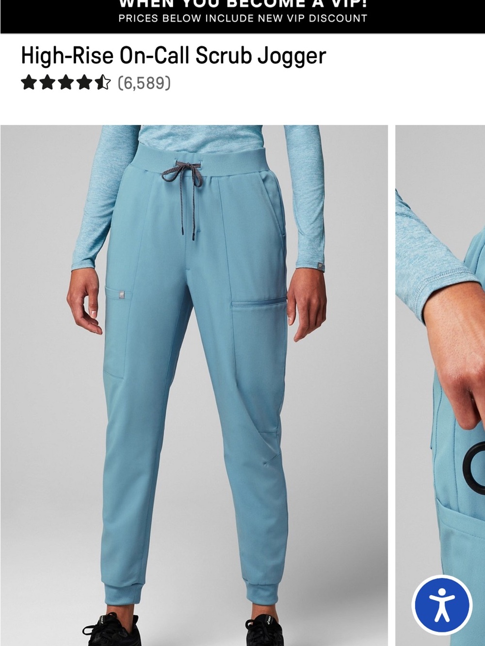 Fabletics High-Rise On-Call Jogger in Light Blue
